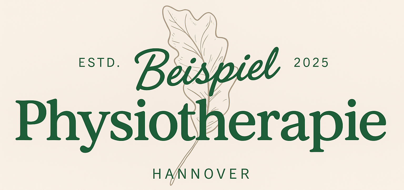 Ein Logo für Physiotherapie mit einem Blatt auf weißem Hintergrund.