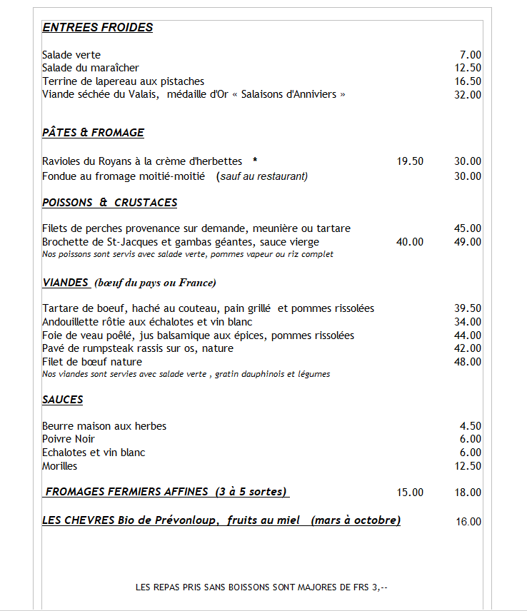 Le menu