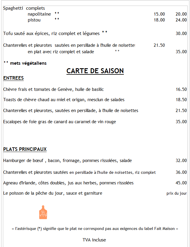 carte des viandes