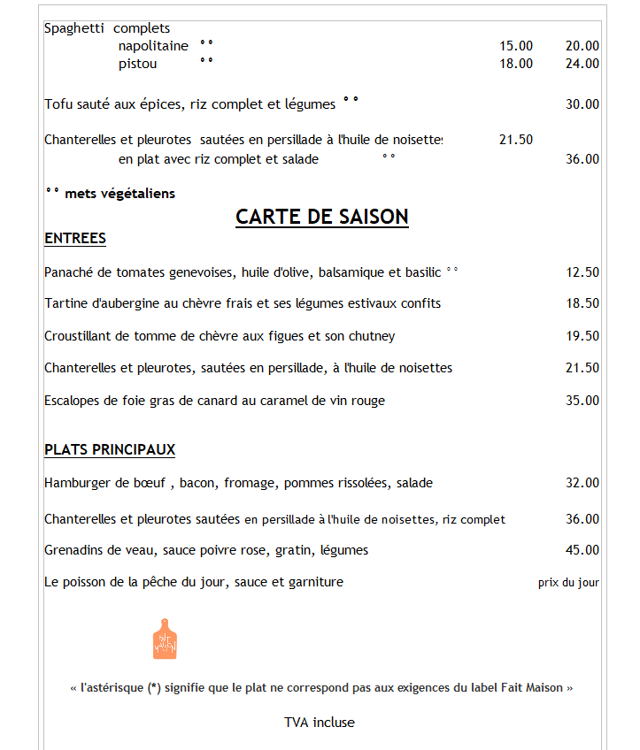 carte des viandes