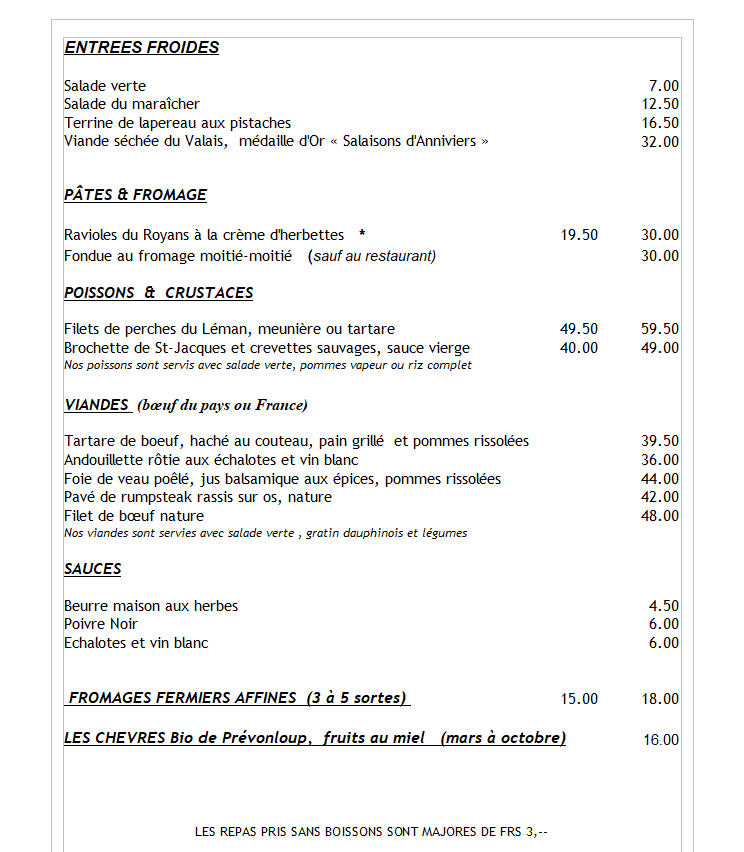 Le menu