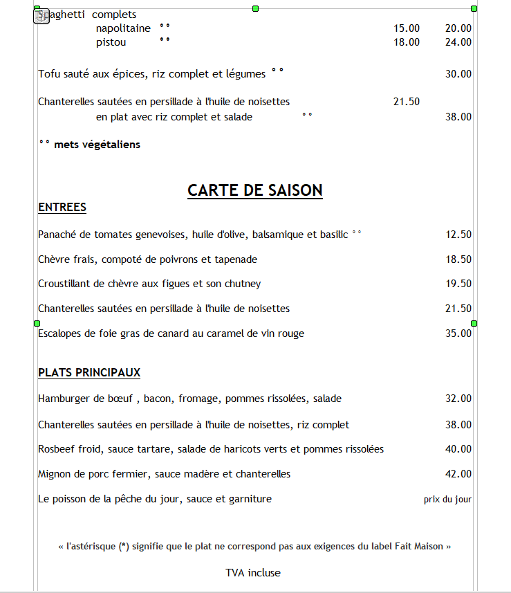 carte des viandes