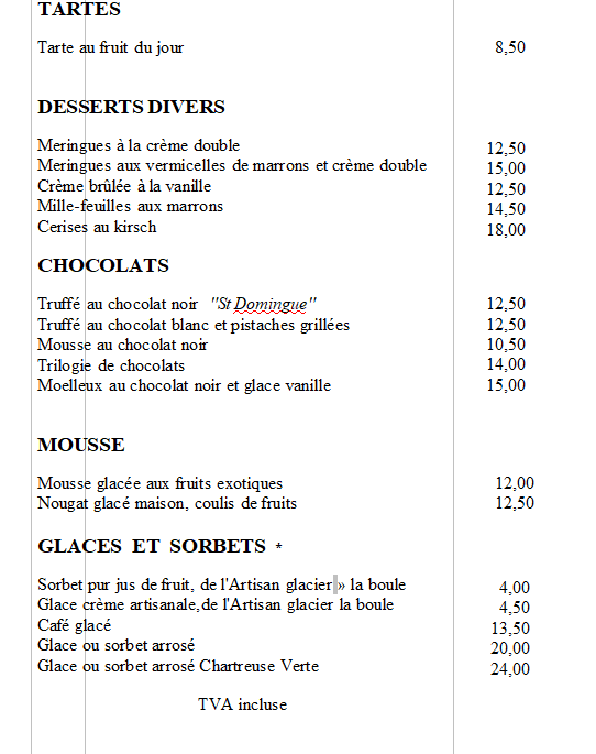 les desserts