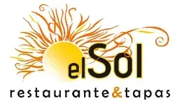 Logotipo de El Sol restaurante&tapas con un sol naranja y texto negro sobre fondo blanco