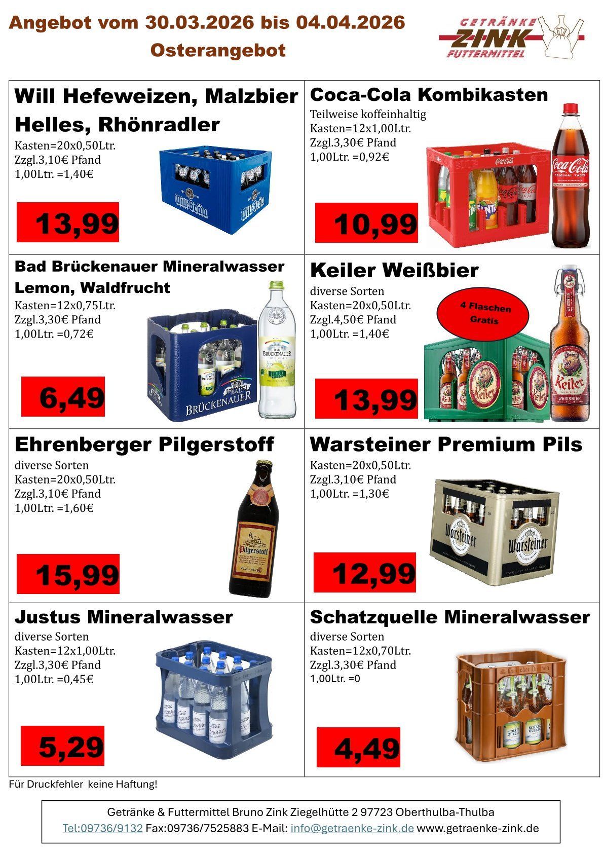 Wochenangebote von Getränke Zink