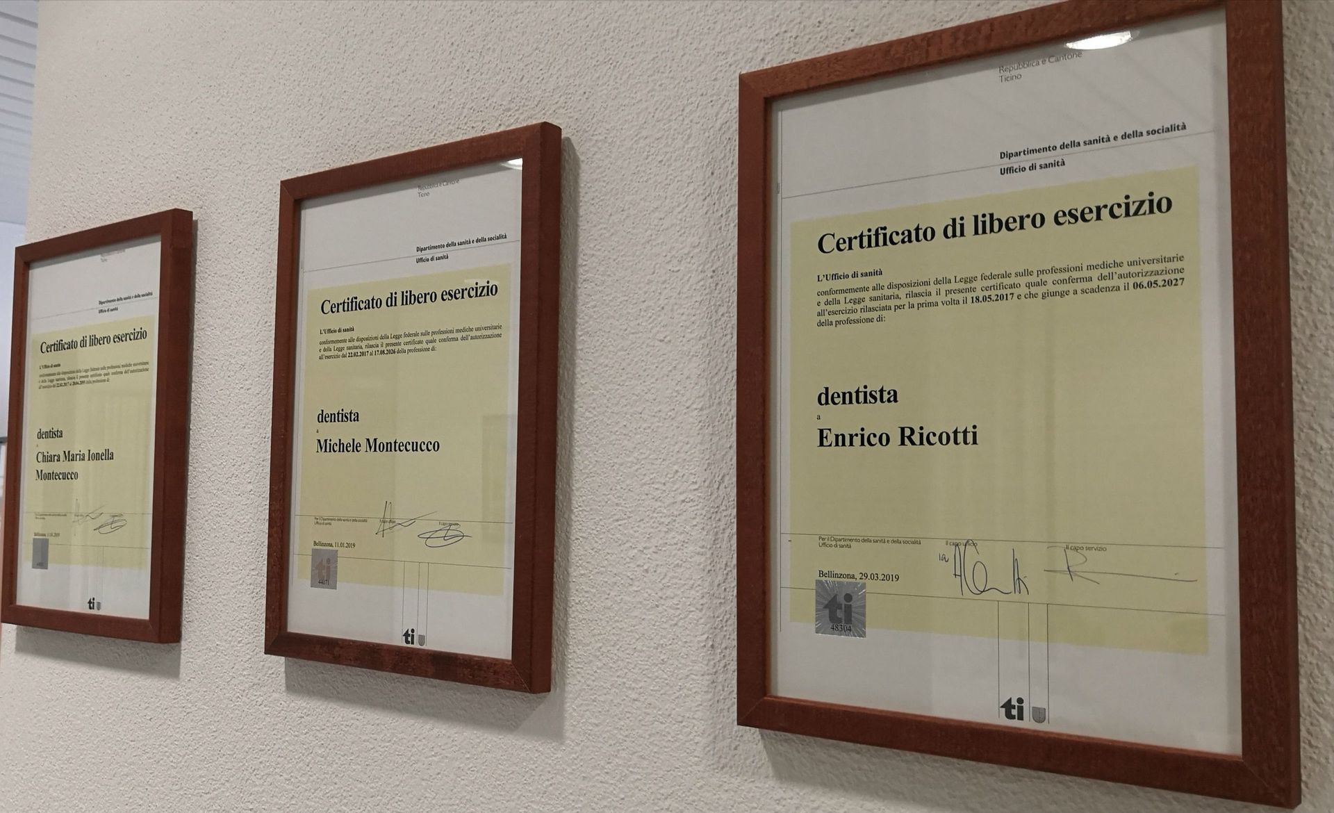 certificati - River Rock Dental - Studio Dentistico Bellinzona