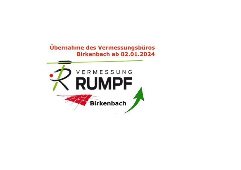 Ein Logo für Rumpf Birkenbach mit einem grünen Pfeil nach oben