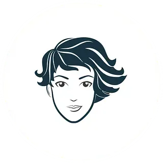 Un dibujo en blanco y negro del rostro de una mujer con cabello corto.