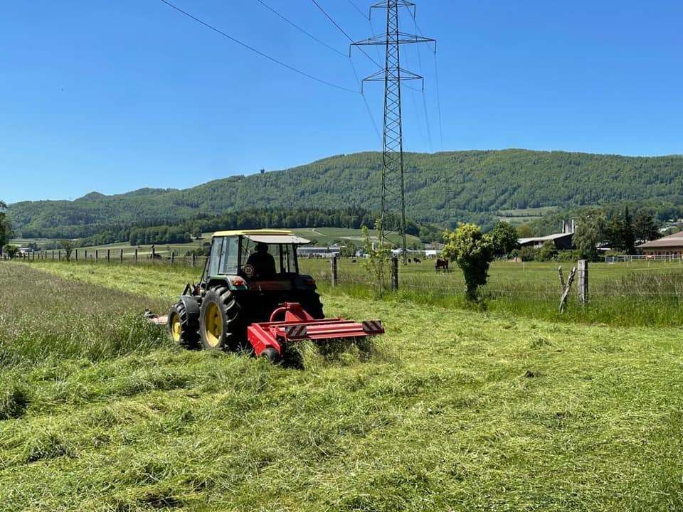 Wiese wird gemäht