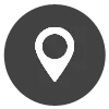 Icono de marcador de ubicación en el mapa dentro de un círculo oscuro.