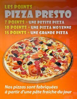 Cumulez des points lors de l'achat de pizzas, chez Pizza Presto, à Saintes en Charente Maritime