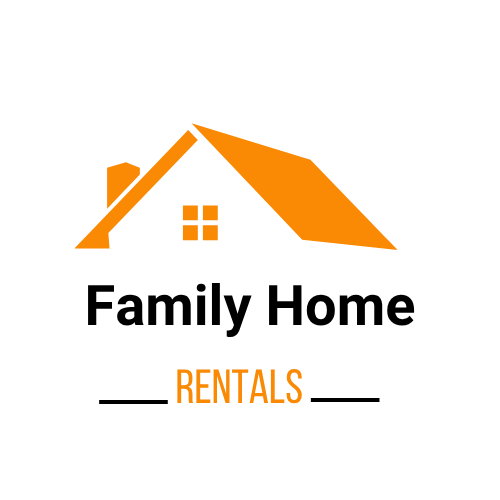Orange house logo with the text “Family Home Rentals” on a white background