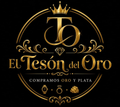 Gold logo for &ldquo;El Tes&oacute;n del Oro&rdquo; with crown and diamond emblem, and text &ldquo;Compramos oro y plata&rdquo;