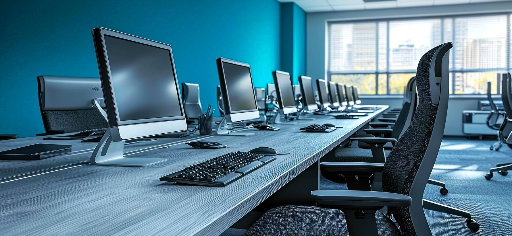 Plusieurs poste d'ordinateurs fixes