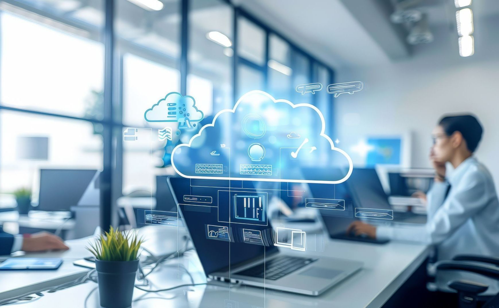 Un symbole cloud et un ordinateur