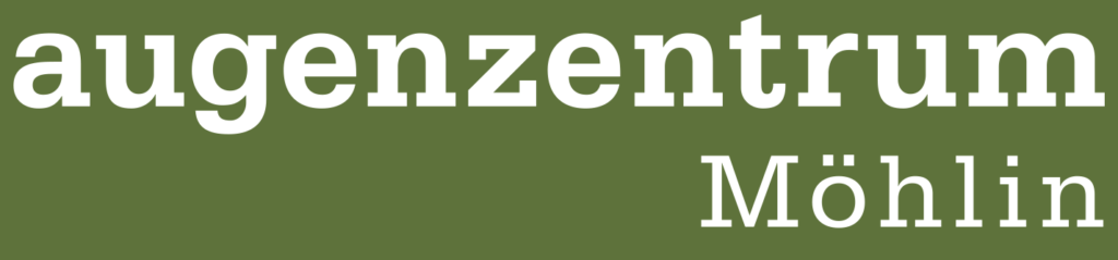 Ein grüner Hintergrund mit weißem Text, der „Augenzentrum Mohlin“ sagt