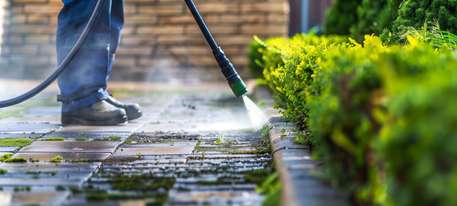 Nettoyage de la terrasse et des bordures au karcher