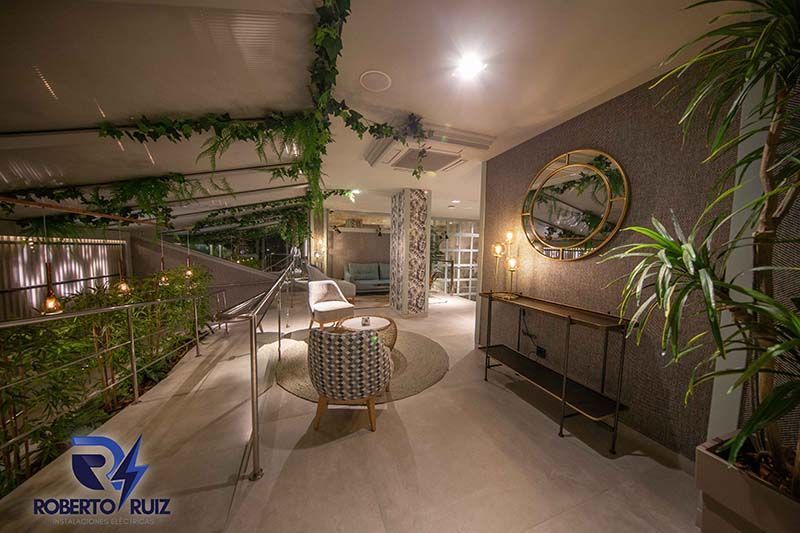 Una habitación grande con muchos muebles y plantas.