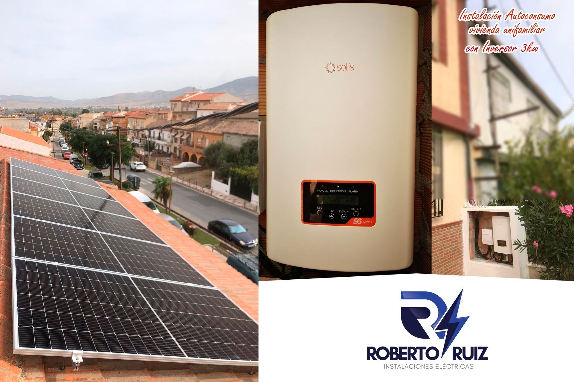 Una imagen de un panel solar y una imagen de un logotipo de Roberto Ruiz.