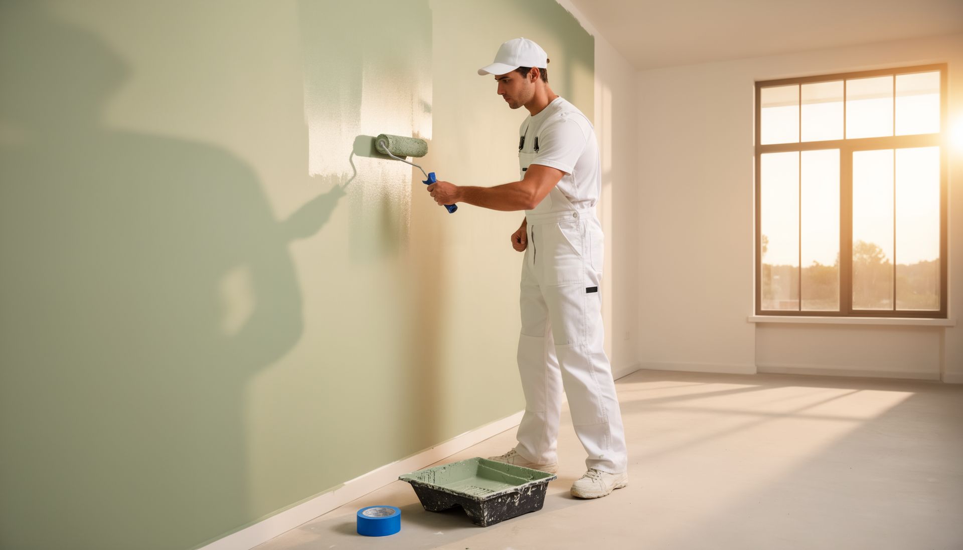 Un professionnel qui repeint une pièce