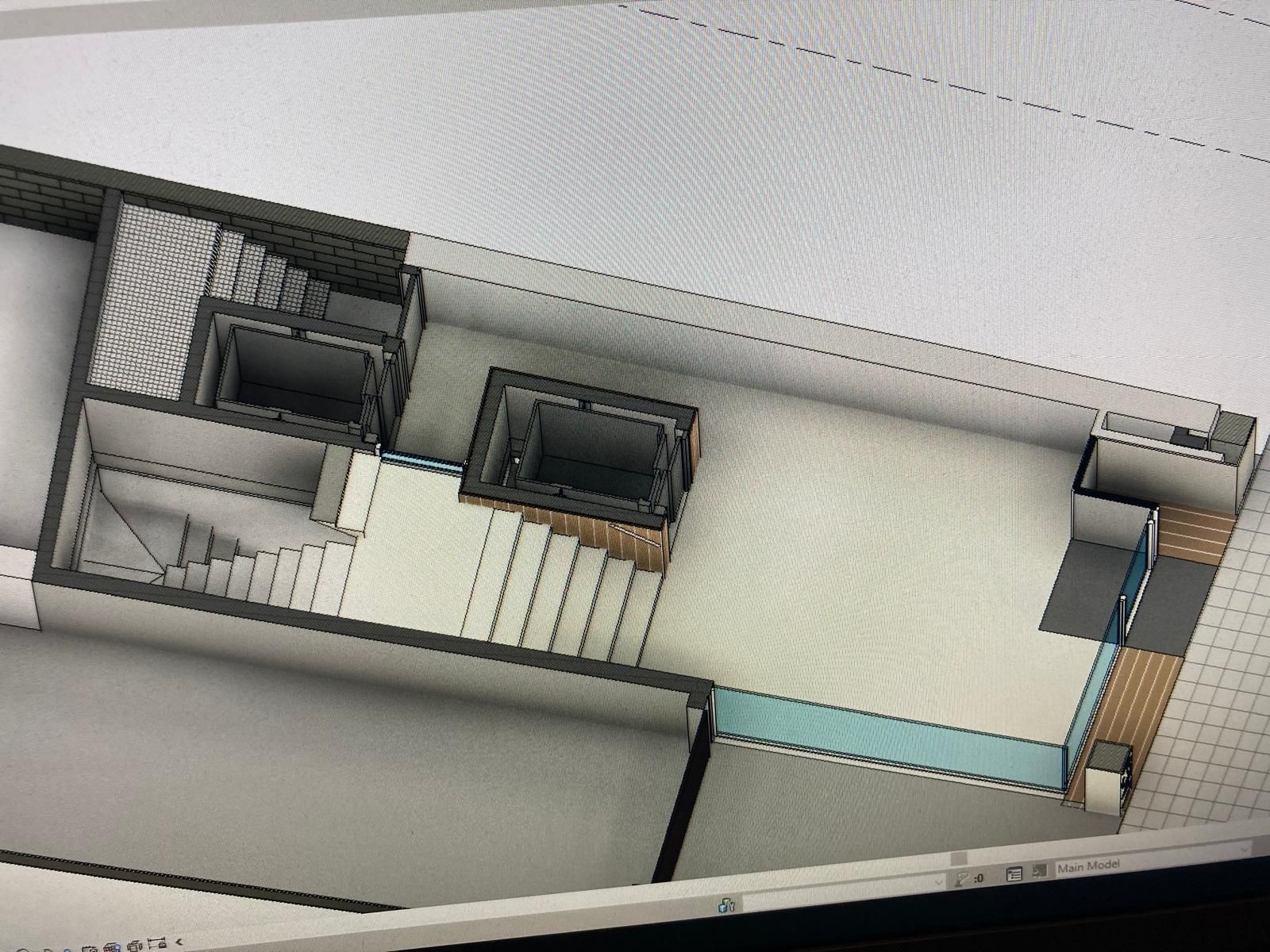 Una imagen generada por computadora de una casa con escaleras.