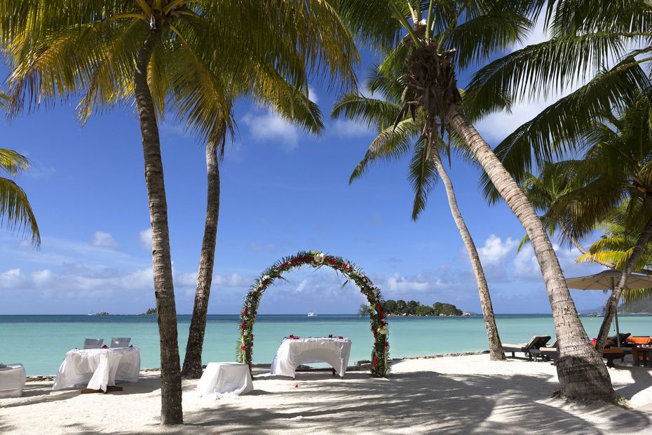 A wedding ceremony on the beach