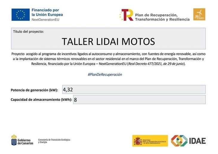 Una hoja de papel blanca con las palabras taller lidai motos.