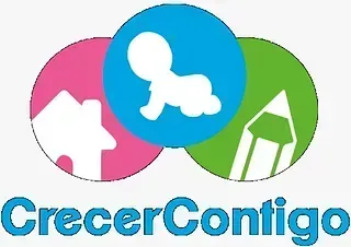 Un logotipo para crecer contigo muestra una casa, un bebé y un lápiz.