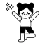 Un dibujo en blanco y negro de una niña en una pose de yoga.