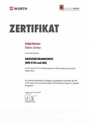 Es ist ein Zertifikat mit der Aufschrift „Zertifikat“.