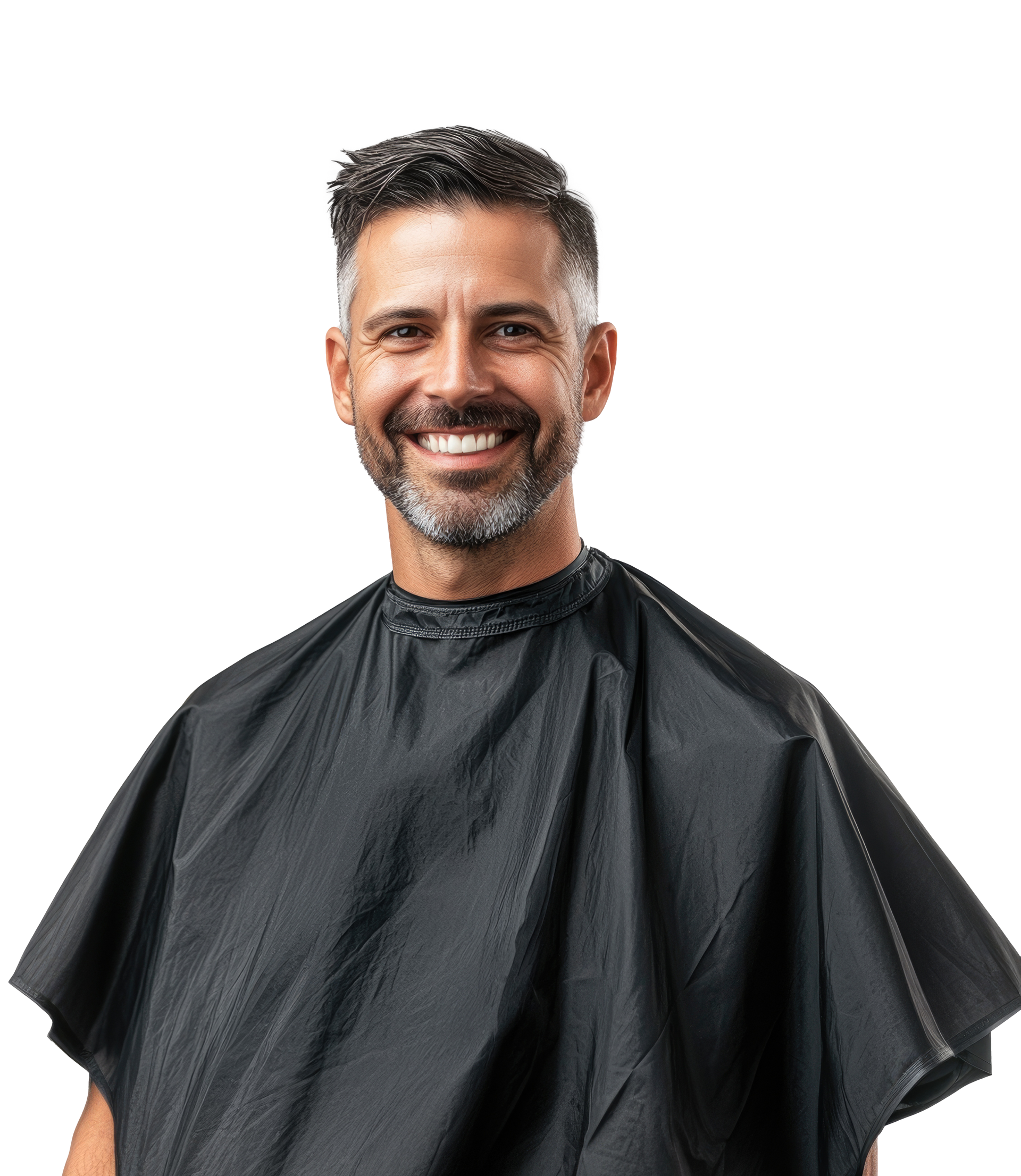 Homme avec une cape de coiffure