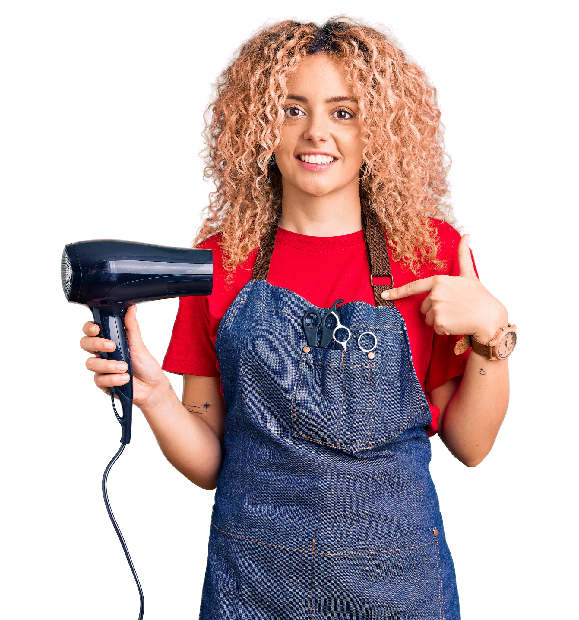 Coiffeuse avec un sèche-cheveux