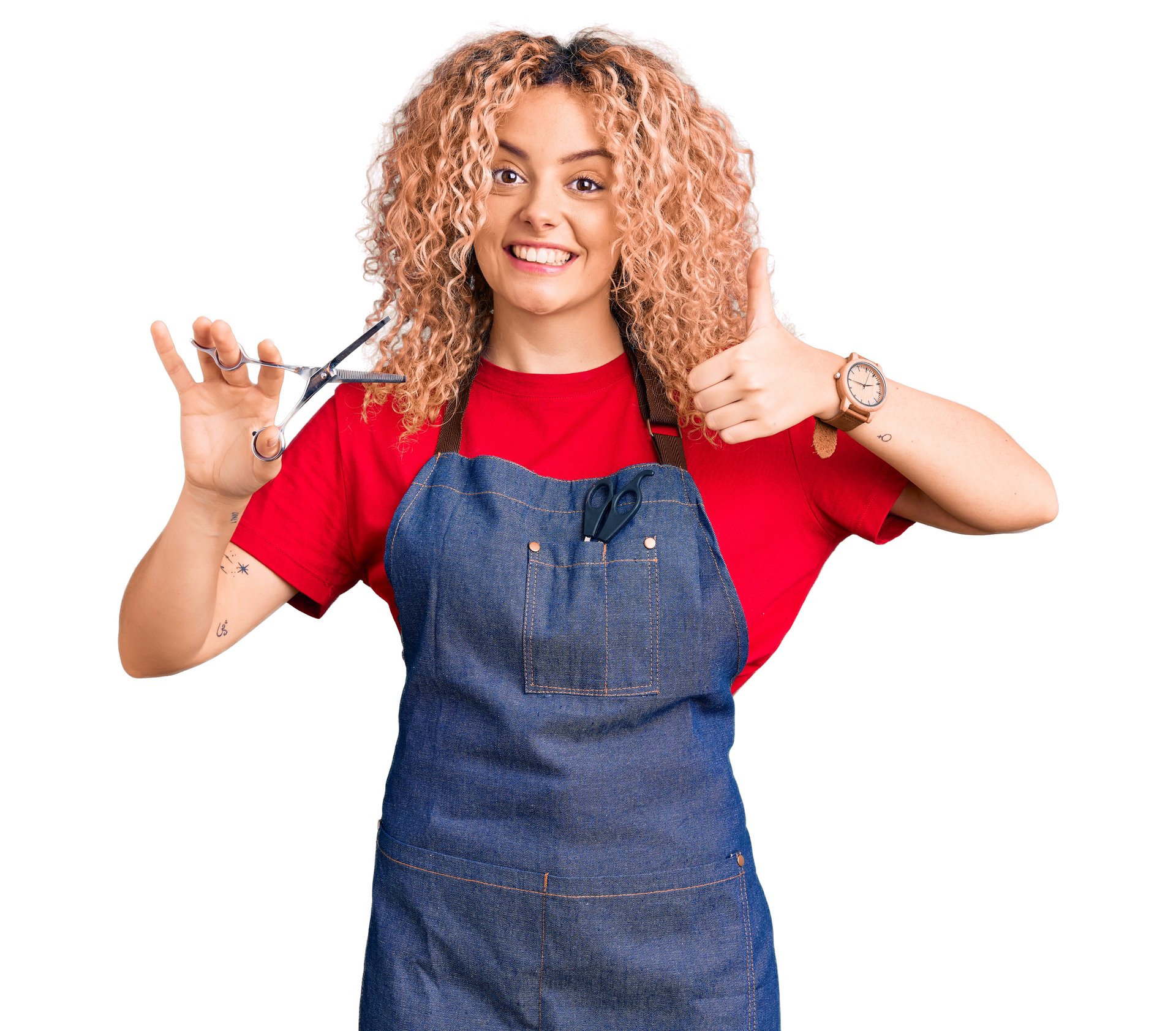 Coiffeuse avec une paire de ciseaux