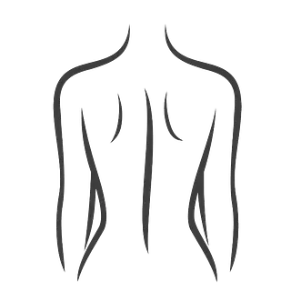 Un dibujo en blanco y negro de la espalda y los brazos de una mujer.