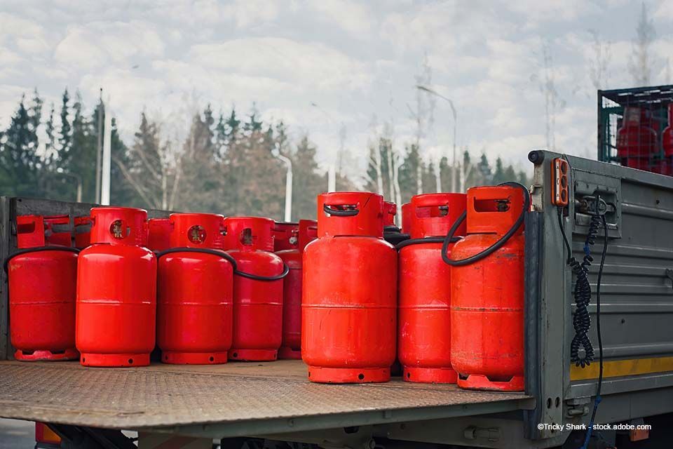 Gasflaschen vom Flüssiggasvertrieb Nestler