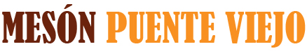 Un logotipo para un restaurante llamado Mesón Puente Viejo.