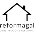 Logotipo de una casa negra con el texto &laquo;reformagal&raquo; y &laquo;CONSTRUCCI&Oacute;N & REFORMAS&raquo;