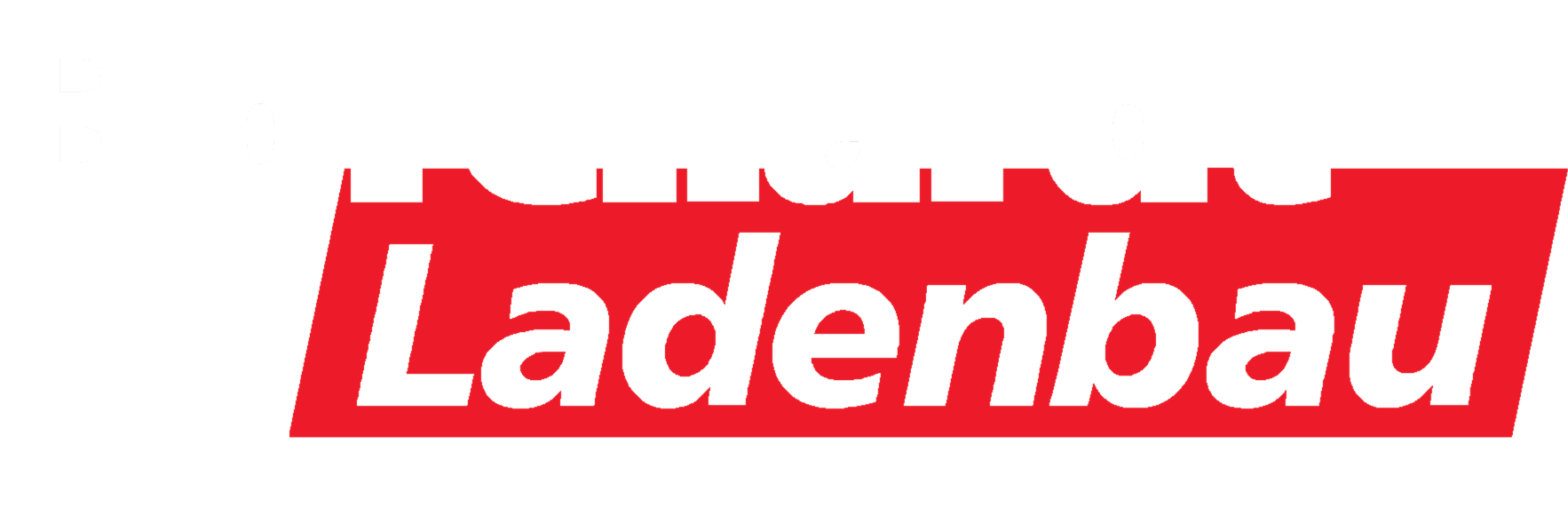 ein rot-weißes Logo für ladenbau auf weißem Hintergrund