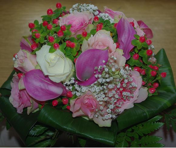 Bouquet rond rose-mauve
