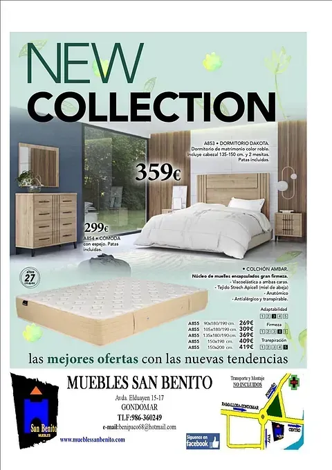 Un cartel para una nueva colección de muebles de dormitorio.