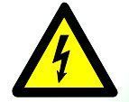 Triángulo de advertencia amarillo con símbolo de rayo negro para peligro eléctrico.