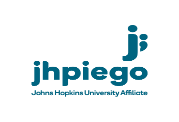 Logotipo da Jhpiego em verde-azulado com o slogan "Afiliada à Universidade Johns Hopkins".