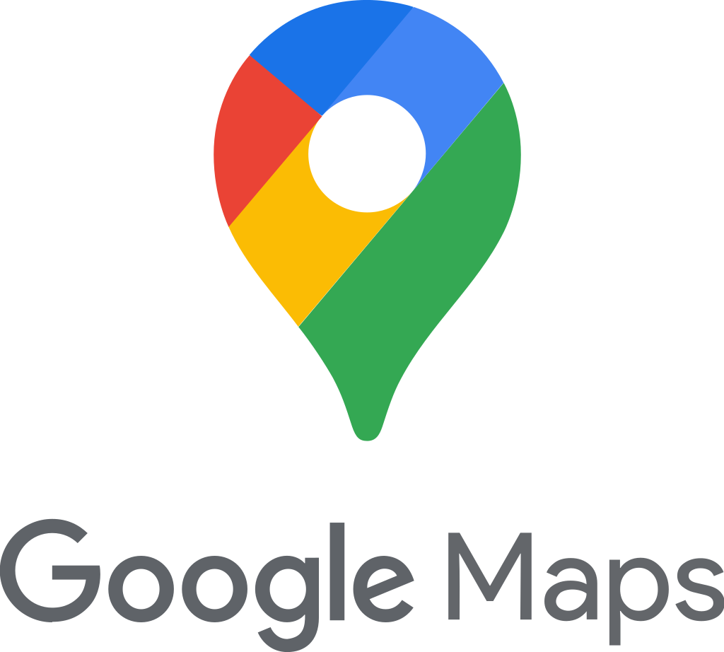 Google Maps logo: colorful map pin icon with text 