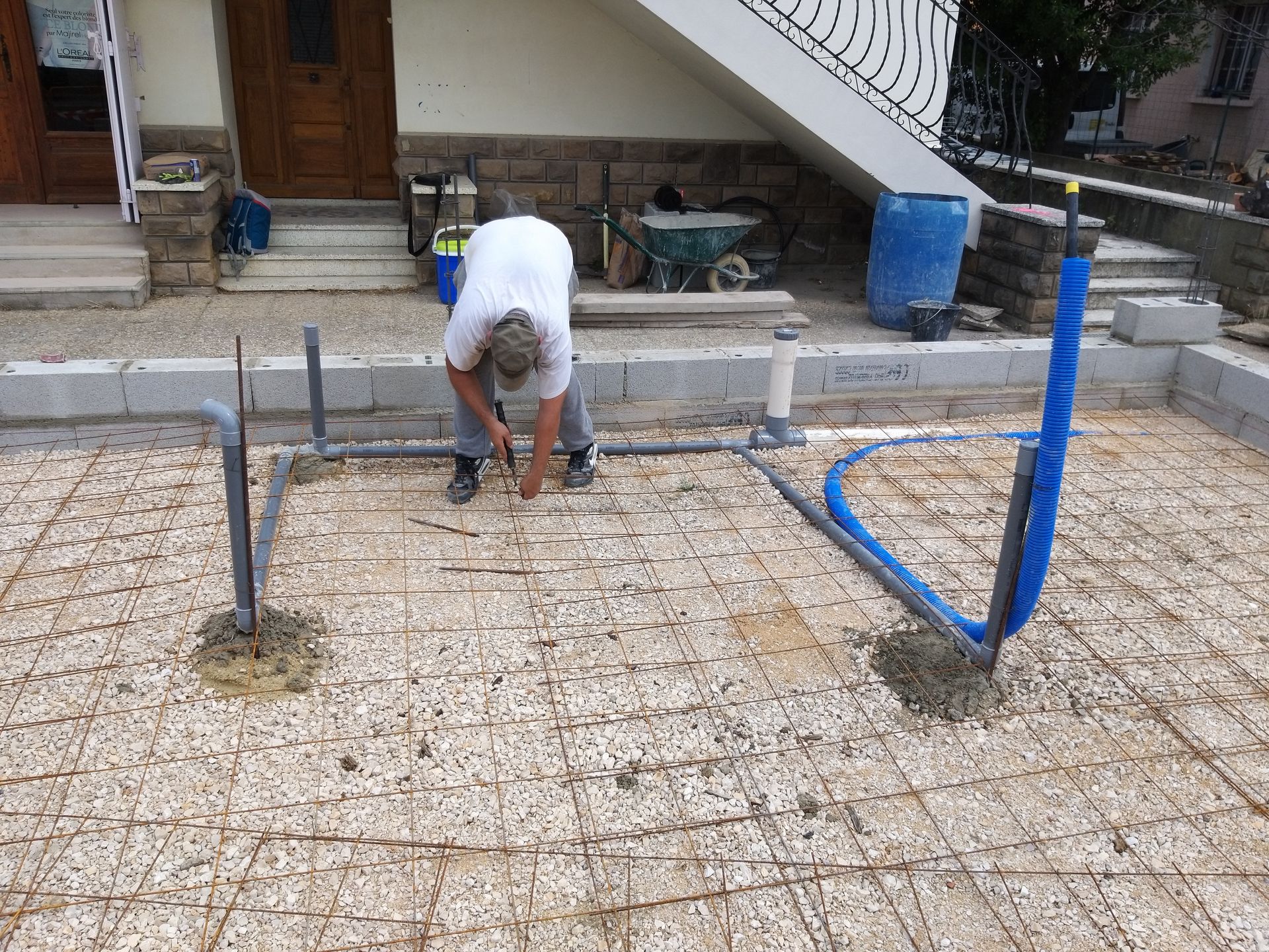 Préparation d'une dalle avec ajout de structures métal