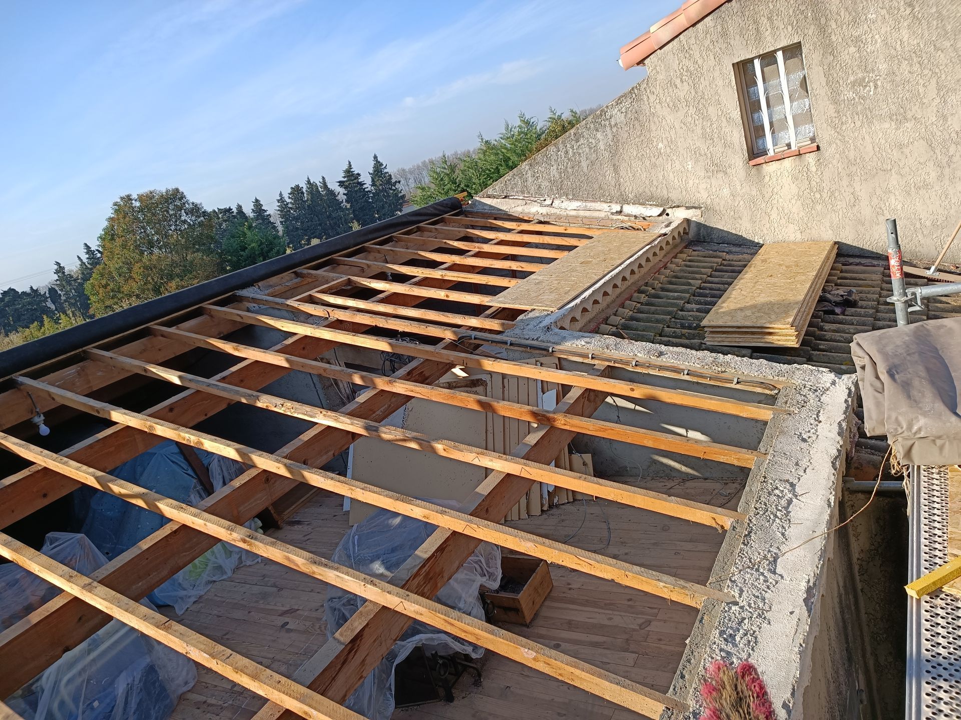 Remplacement de charpente et pose de plaque OSB