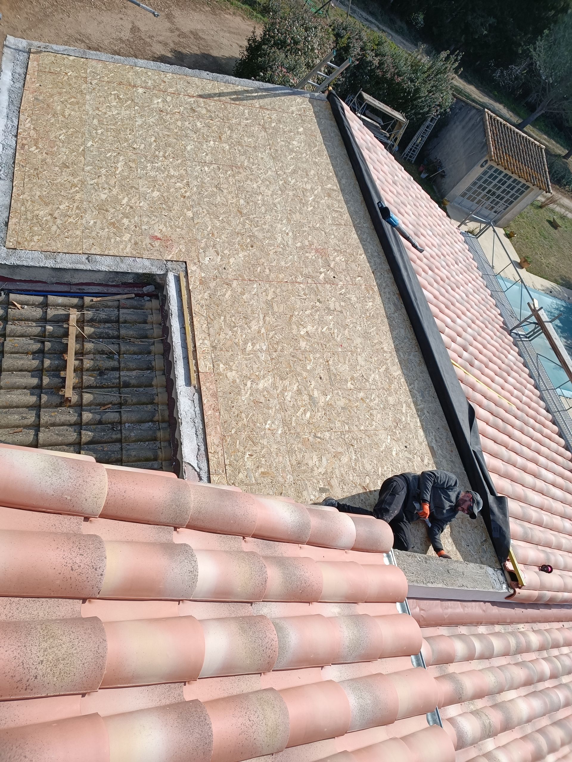 Réalisation d'une toiure en brique rose