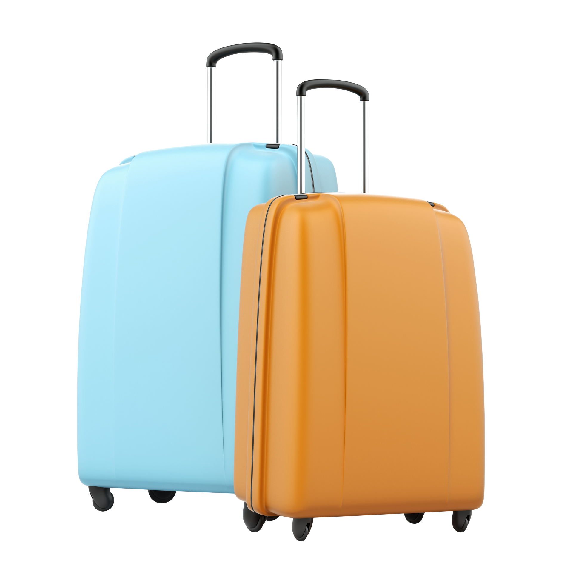 Deux valises, une orange et une bleue