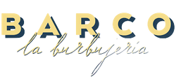 Logotipo de Barco la boutique en dorado y gris cursivo sobre fondo blanco