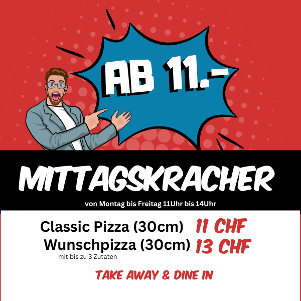 Eine Werbung für ein Restaurant zum Mitnehmen und Essen im Restaurant