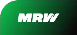 El logotipo de mrw está sobre un fondo verde.